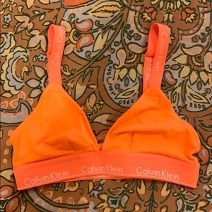 Calvin Klien neon orange triangle bra